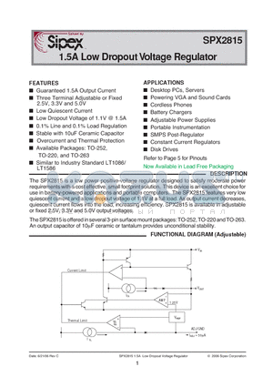 SPX2815AR datasheet - 1.5A Low Dropout Voltage Regulator