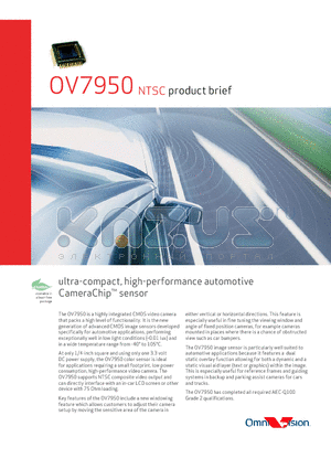 OV07950-F48V datasheet - ultra-compact, high-performance automotive CameraChip sensor