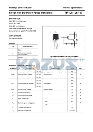 TIP107 datasheet - Silicon PNP Darlington Power Transistors
