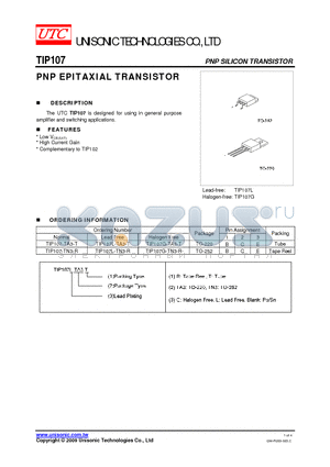 TIP107-TN3-R datasheet - PNP EPITAXIAL TRANSISTOR