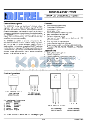 MIC2937A datasheet - 750mA Low-Dropout Voltage Regulator