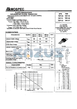 TIP110 datasheet - POWER TRANSISTORS(2.0A,60-100V,50W)