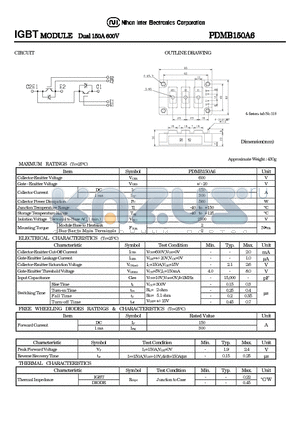 PDMB150A6 datasheet - IGBT MODULE Dual 150A 600V