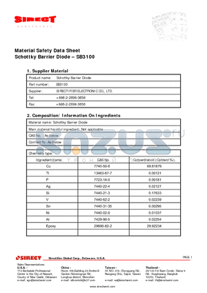 SB3100 datasheet - Schottky Barrier Diode