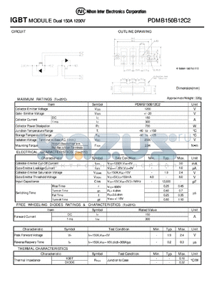 PDMB150B12C2 datasheet - IGBT MODULE Dual 150A 1200V