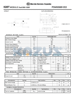 PDMB200B12C2 datasheet - IGBT MODULE Dual 200A 1200V