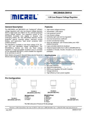 MIC2940A_07 datasheet - 1.2A Low-Dropout Voltage Regulator