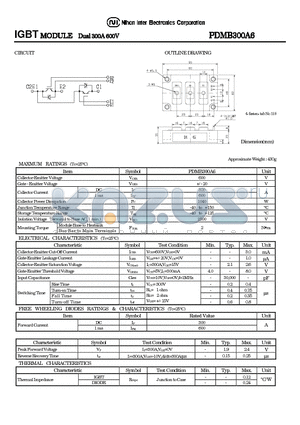 PDMB300A6 datasheet - IGBT MODULE Dual 300A 600V