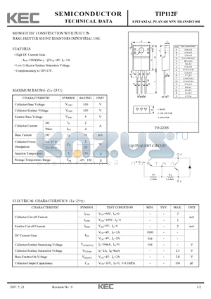 TIP112F datasheet - EPITAXIAL PLANAR NPN TRANSISTOR