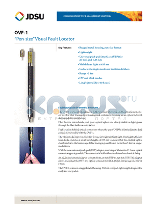 OVF-1 datasheet - Pen-size Visual Fault Locator