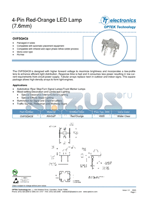 OVFSQ4C8 datasheet - 4-Pin Red-Orange LED Lamp