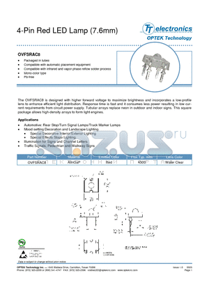 OVFSRAC8 datasheet - 4-Pin Red LED Lamp (7.6mm)