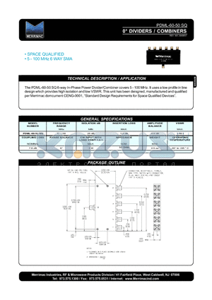 PDML-60-50SQ datasheet - 0` DIVIDERS / COMBINERS