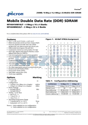 MT46H8M32LF datasheet - Mobile Double Data Rate (DDR) SDRAM