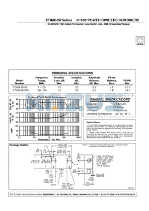 PDMX-20-50 datasheet - 0`/180`POWER DIVIDERS/COMBINERS