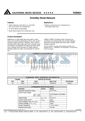 PDN001T datasheet - SCHOTTKY DIODE NETWORK