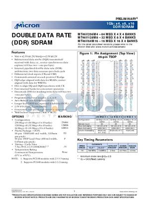 MT46V128M8 datasheet - DOUBLE DATA RATE (DDR) SDRAM