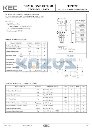 TIP117F datasheet - EPITAXIAL PLANAR PNP TRANSISTOR