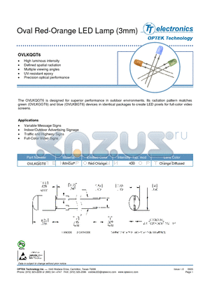 OVLKQGT6 datasheet - Oval Red-Orange LED Lamp (3mm)