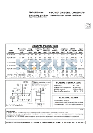 PDP-2N-100 datasheet - 0 POWER DIVIDERS / COMBINERS