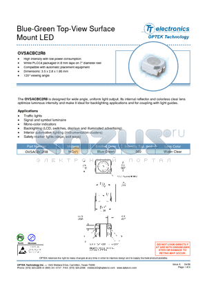 OVSACBC2R8 datasheet - Blue-Green Top-View Surface Mount LED