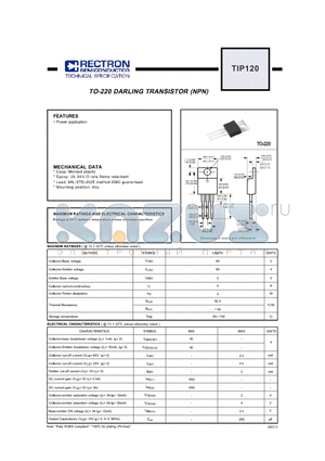 TIP120 datasheet - TO-220 DARLING TRANSISTOR (NPN)