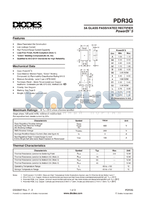 PDR3G datasheet - 3A GLASS PASSIVATED RECTIFIER