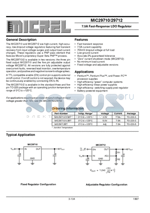 MIC29710-5.0BT datasheet - 7.5A Fast-Response LDO Regulator