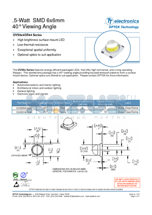 OVS5Y4CR44 datasheet - 5-Watt SMD 6x6mm 40` Viewing Angle