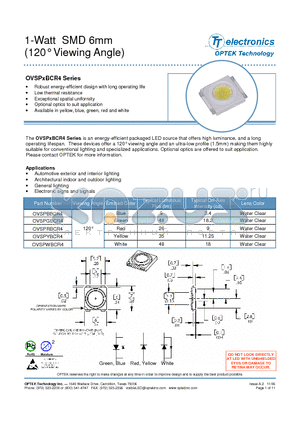 OVSPBBCR4 datasheet - 1-Watt SMD 6mm (120` Viewing Angle)