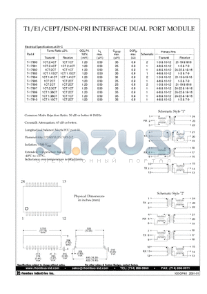 T-17903 datasheet - T1/E1/CEPT/ISDN-PRI INTERFACE DUAL PORT MODULE