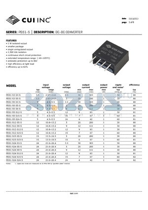 PDS1-S24-S12-S datasheet - DC-DC CONVERTER