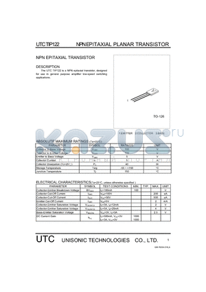 TIP122 datasheet - NPN EPITAXIAL TRANSISTOR