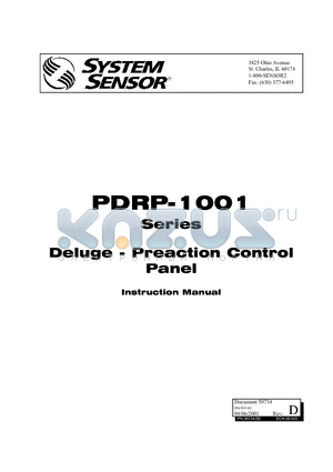 PDRP-1001 datasheet - Deluge - Preaction Control Panel