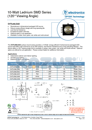 OVTL09LGAX datasheet - 10-Watt Lednium SMD Series