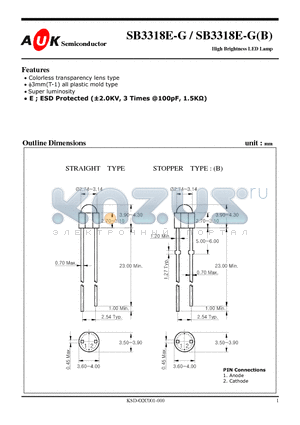 SB3318E-G datasheet - High Brightness LED Lamp