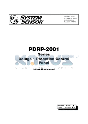 PDRP-2001 datasheet - Deluge Preaction Control Panel