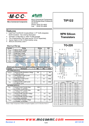 TIP122 datasheet - NPN Silicon Transistors