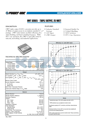 OWT1205-12 datasheet - TRIPLE OUTPUT, 25 WATT