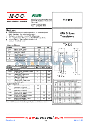 TIP122_11 datasheet - NPN Silicon Transistors