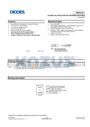 PDS3100_10 datasheet - 3A HIGH VOLTAGE SCHOTTKY BARRIER RECTIFIER