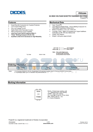 PDS3200_10 datasheet - 3A HIGH VOLTAGE SCHOTTKY BARRIER RECTIFIER