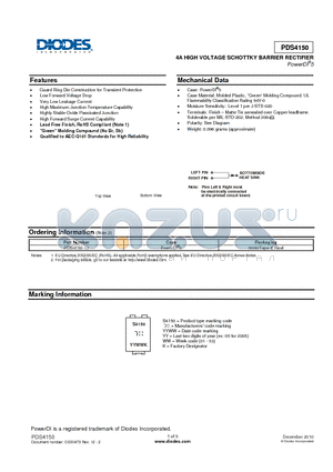 PDS4150_10 datasheet - 4A HIGH VOLTAGE SCHOTTKY BARRIER RECTIFIER