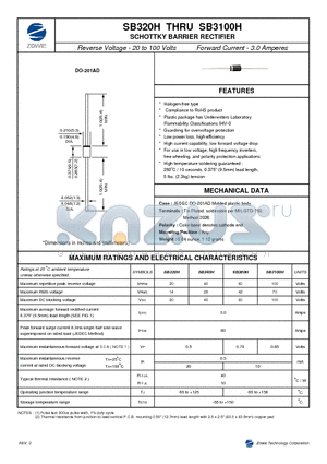 SB340H datasheet - SCHOTTKY BARRIER RECTIFIER