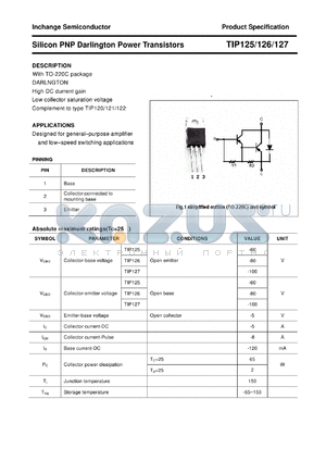 TIP126 datasheet - Silicon PNP Darlington Power Transistors