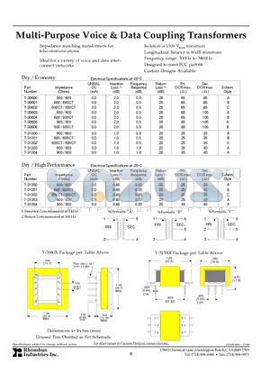 T-30602 datasheet - Multi-Purpose Voice & Data Coupling Transformers