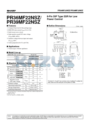 PR36MF22NSZ datasheet - 8-Pin DIP Type SSR for Low Power Control