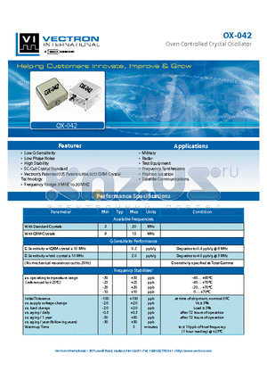 OX-0420-BEE-108 datasheet - Oven Controlled Crystal Oscillator