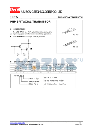 TIP127L-TA3-T datasheet - PNP EPITAXIAL TRANSISTOR