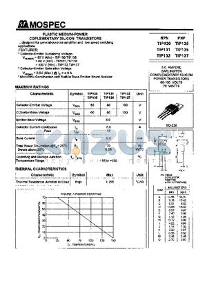 TIP130 datasheet - POWER TRANSISTORS(8.0A,60-100V,70W)